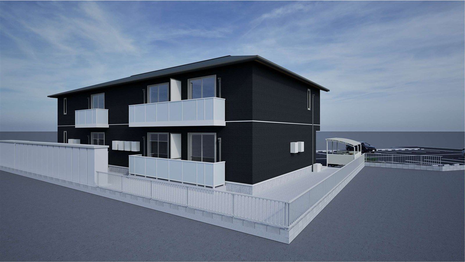 建物の角から見た外観